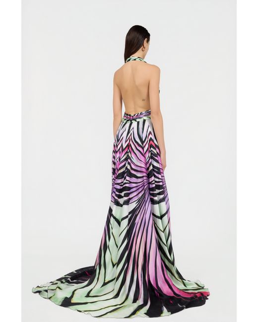 Roberto Cavalli White Ray Of Paradise Print Silk Maxi Dress