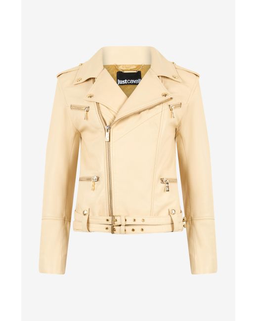 Chaqueta Con Logotipo De Tachuelas Roberto Cavalli de color Natural
