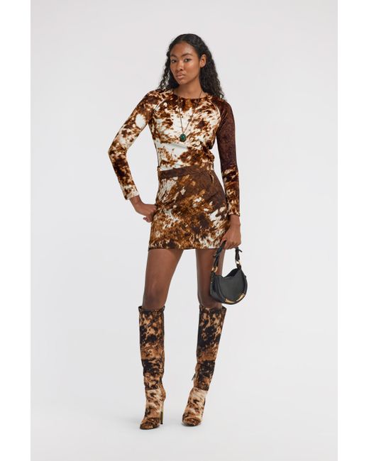 Roberto Cavalli Brown Appaloosa Print Mini Skirt