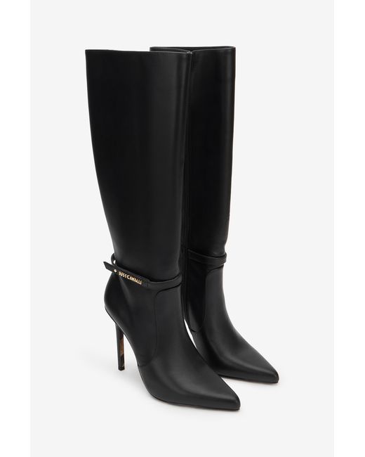 Roberto Cavalli Black Boots With Logo Detail