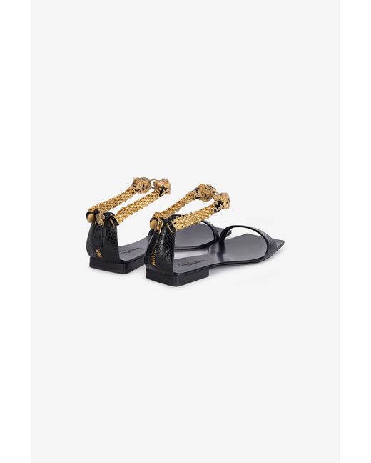 Roberto Cavalli Multicolor Low Sandals With Jewel Tigers And Snake Print