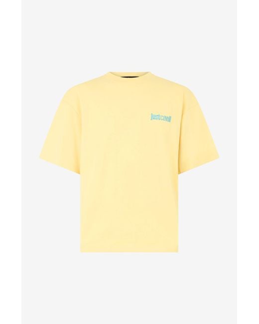 Roberto Cavalli Yellow T-Shirt With Logo for men