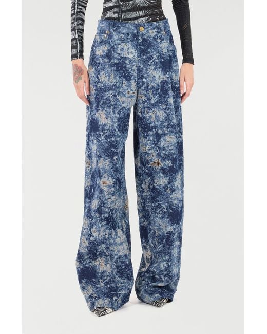 Roberto Cavalli Blue Loose Fit Bleached-Effect Jeans