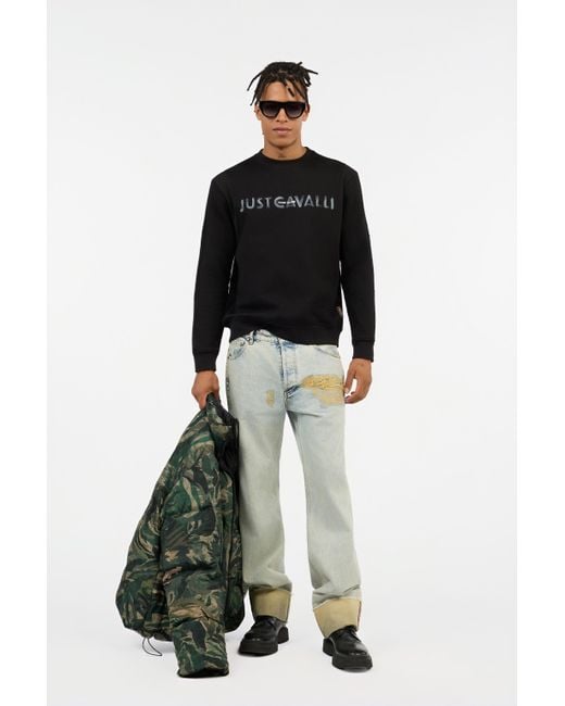 Sudadera Negra Con Logo Just Cavalli Roberto Cavalli de hombre de color Black
