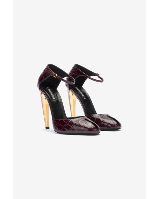 Escarpins En Cuir Embossé Avec Talon Fang Roberto Cavalli en coloris Black