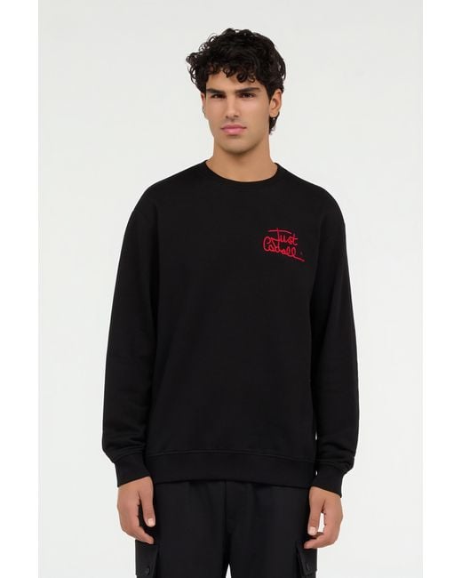 Roberto Cavalli Black Crewneck Sweatshirt With Embroidered Logo for men