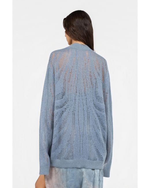 Roberto Cavalli Blue Knit Cardigan With Zebra Motif
