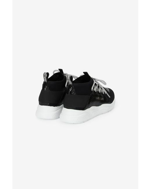 Roberto Cavalli Black Sneakers With Snake-Effect Inserts