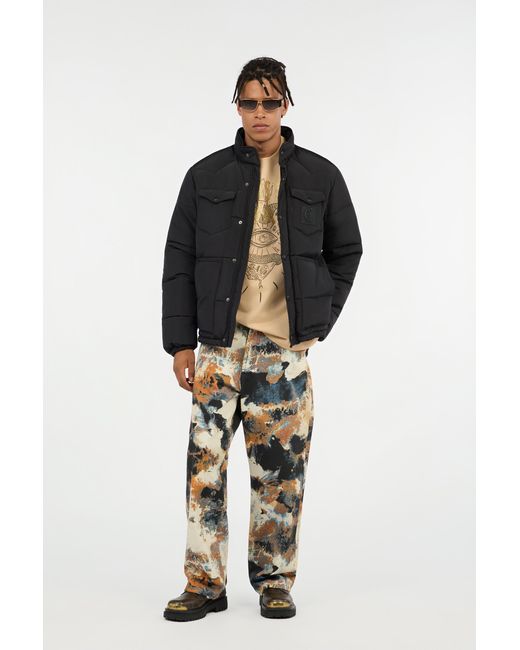 Roberto Cavalli Black Puffer Jacket With Monogram Jc for men