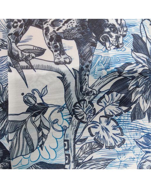 Roberto Cavalli Blue Flared Pants With All-Over Print