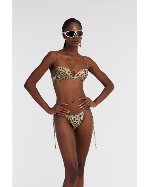 Roberto Cavalli White Slip Bikini Jaguar Skin