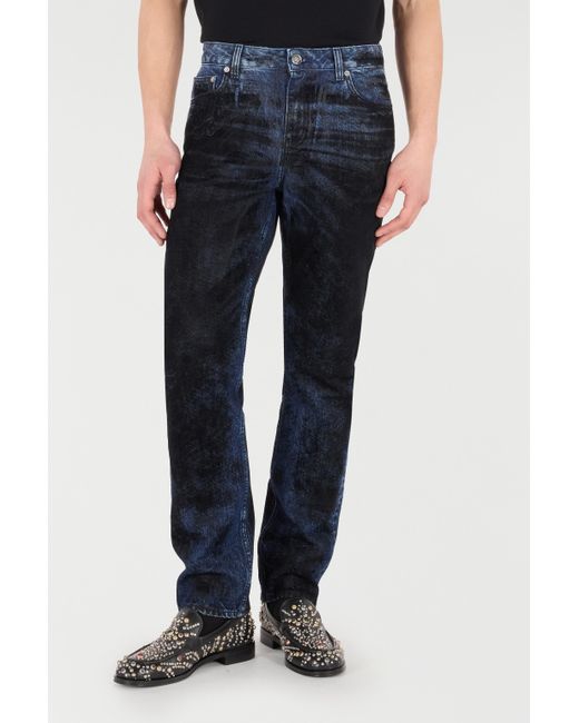 Roberto Cavalli Blue Jeans With Contrasting Discoloration Detailing for men