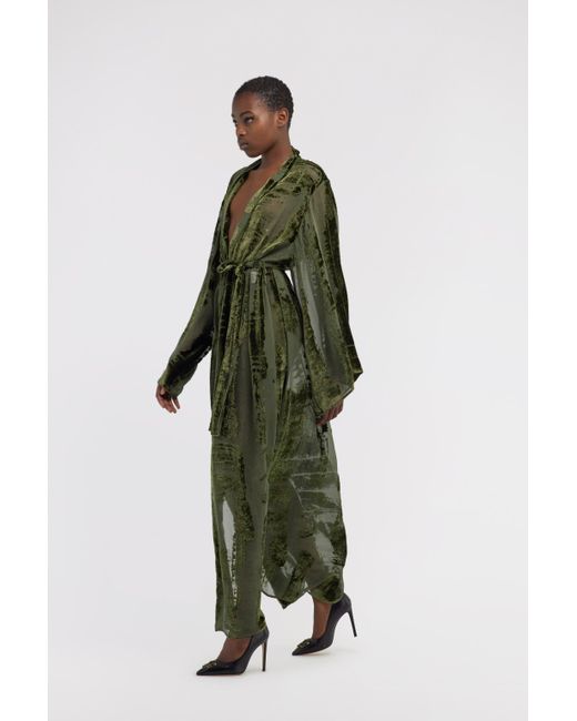 Roberto Cavalli Dressing Gown With Devor Effect in Green | Lyst