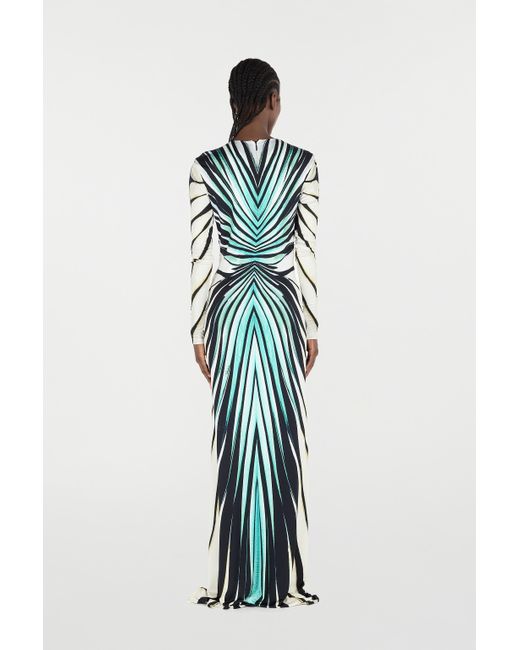 Roberto Cavalli Blue Ray Of Sea Print Dress Maxi