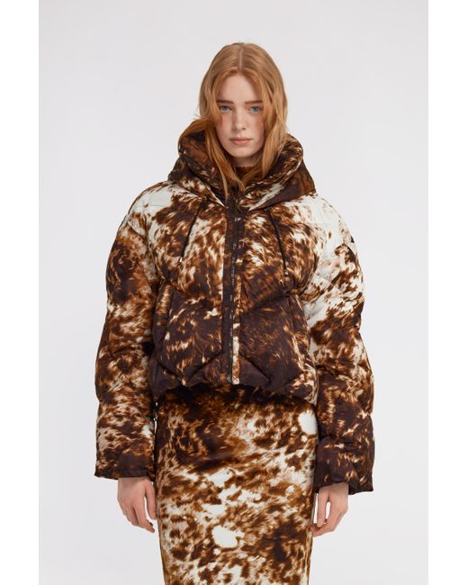 Roberto Cavalli Brown Appaloosa Print Puffer Jacket