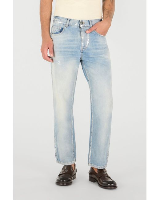 Roberto Cavalli Blue Light Wash Jeans With Monogram Rc for men