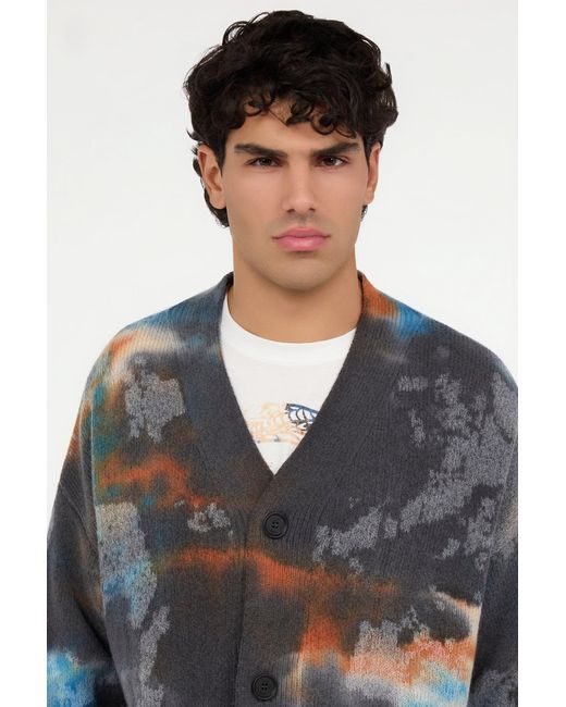 Roberto Cavalli Multicolor Sweater With Rusty Stain Print for men