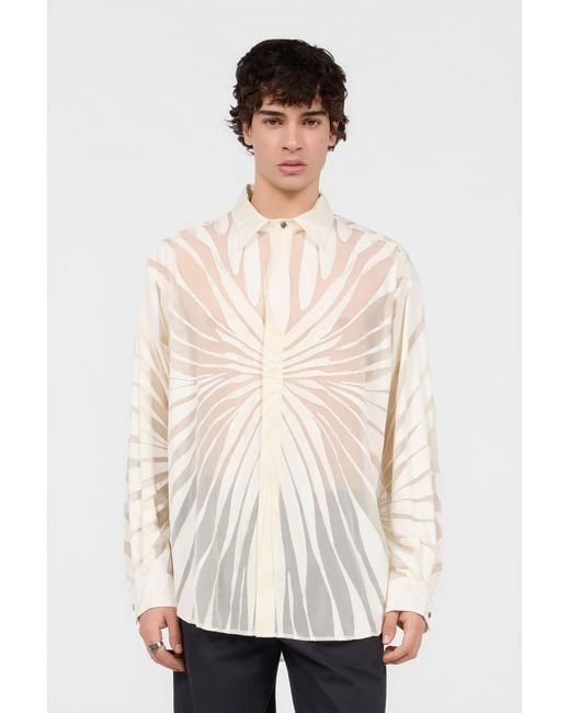 Roberto Cavalli Natural Shirt With Ray Devoré Print for men