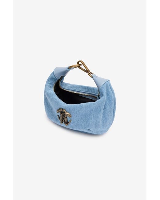 Roberto Cavalli Blue Bag With Mirror Snake Monogram
