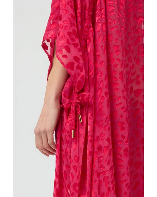 Roberto Cavalli Pink Caftan With Tone-On-Tone Animal Print