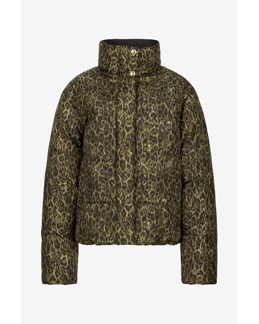 Roberto Cavalli Black Leopard Jacquard Print Reversible Puffer Jacket