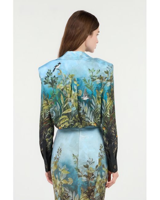 Roberto Cavalli Green Eden Print Silk Shirt