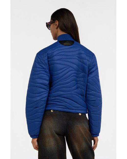 Roberto Cavalli Blue Quilted Bomber Jacket