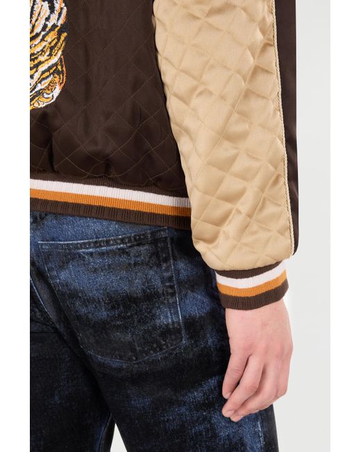 Roberto Cavalli Brown Bomber Jacket With Tigers for men