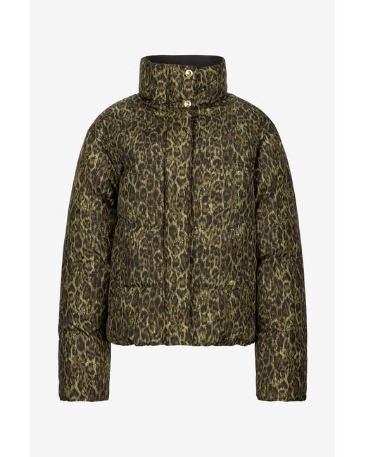 Roberto Cavalli Black Leopard Jacquard Print Reversible Puffer Jacket