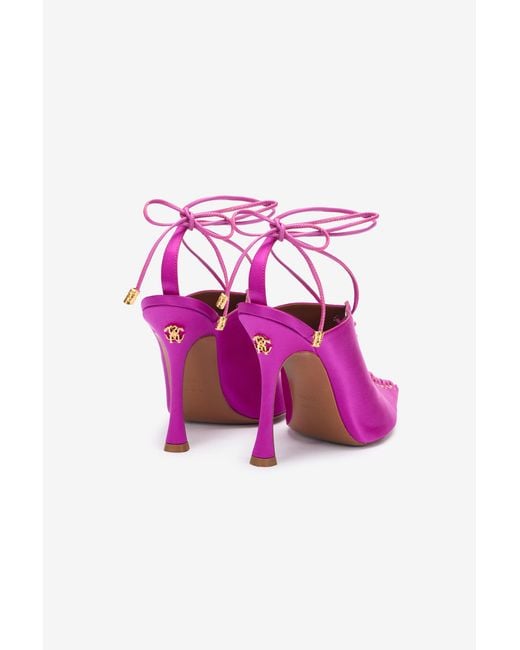 Roberto Cavalli Pink Lace-Up Mules