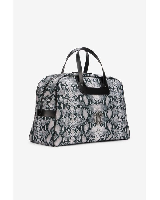 Roberto Cavalli Black Python Print Top Handle Handbag for men
