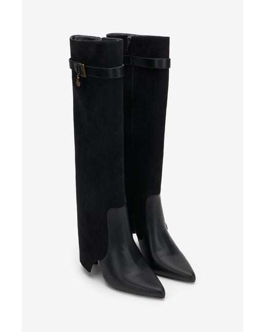 Roberto Cavalli Black Suede Boots With Buckle