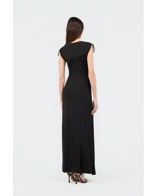 Roberto Cavalli Black Maxi Dress With Mirror Snake Detail