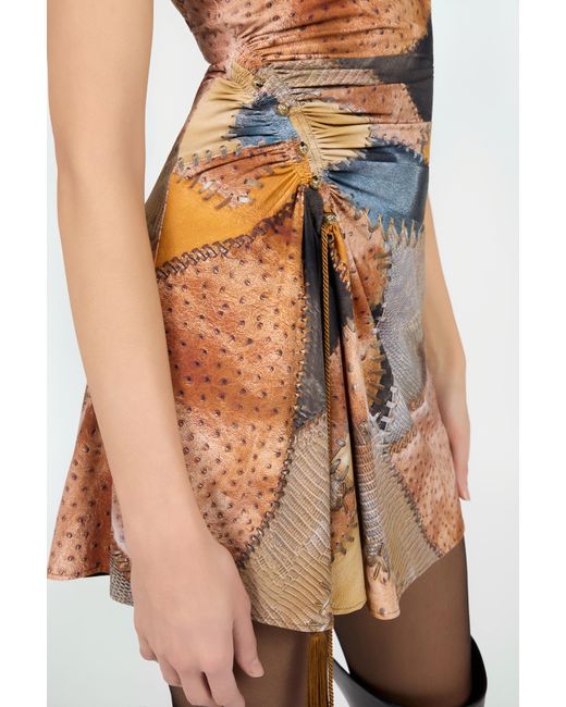 Roberto Cavalli White Mini Dress With Patchwork Print
