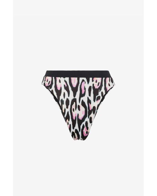 Roberto Cavalli White Jaguar-Print Bikini Bottoms