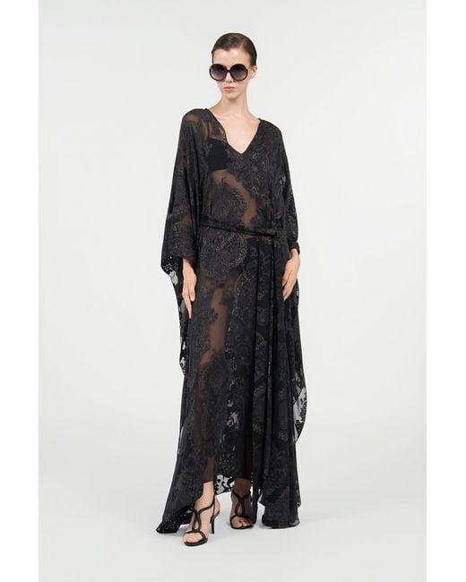 Roberto Cavalli Black Sheer Silk Kaftan