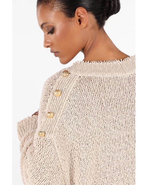 Roberto Cavalli Natural Sweater With Decorative Buttons