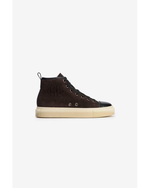 Roberto Cavalli Black High-Top Sneakers Chocolate With Rc Monogram for men