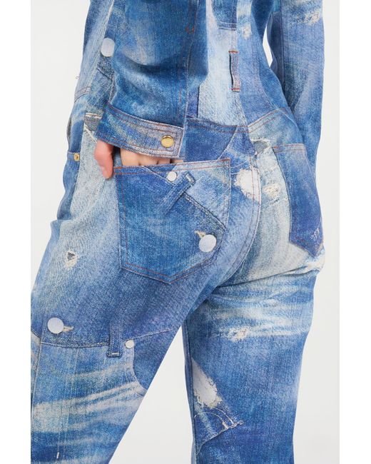 Roberto Cavalli Blue Patchwork Denim Jumpsuit