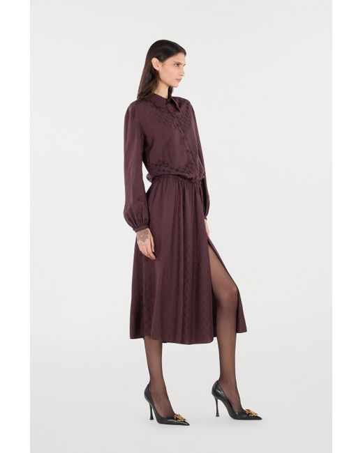 Roberto Cavalli Purple Shirt Dress With Mirror Snake Monogram