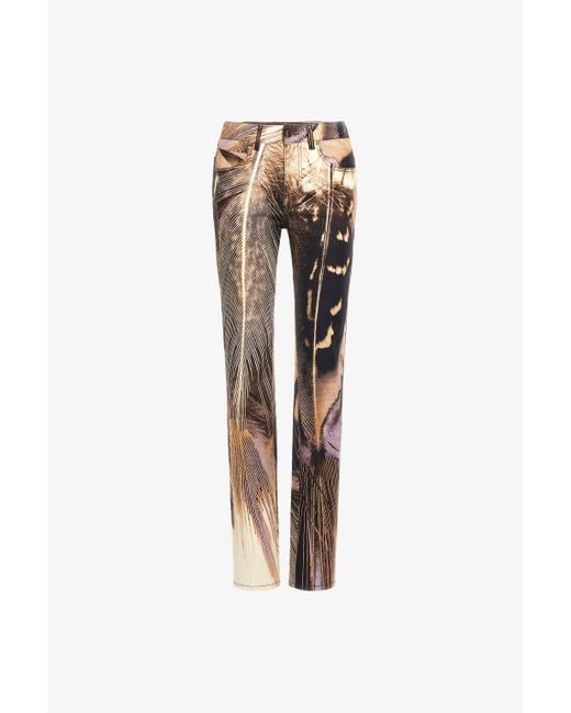 Roberto Cavalli White Savage Print Denim