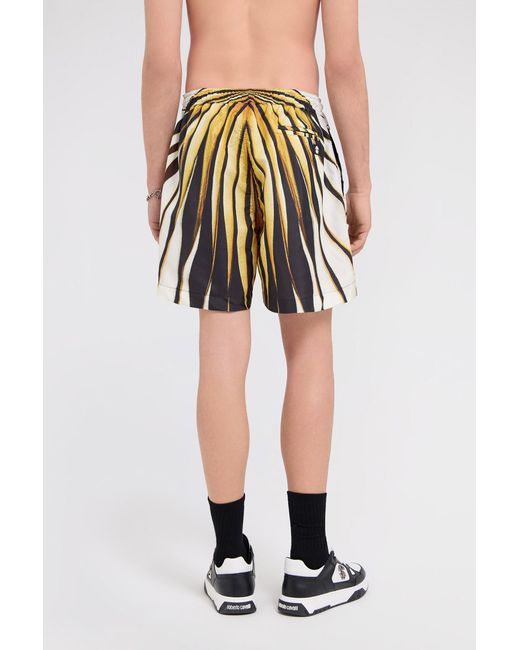 Roberto Cavalli White Ray Of Print Nylon Sea Shorts for men