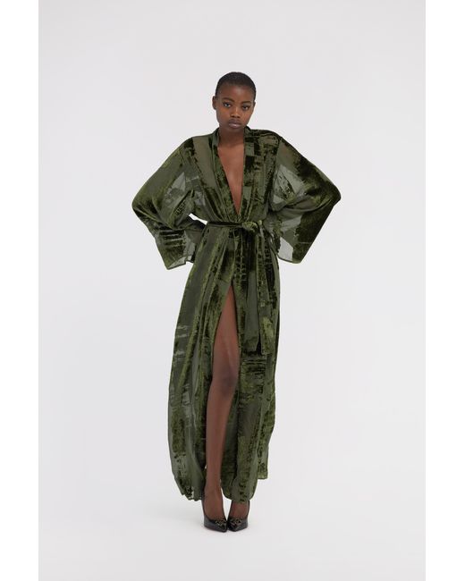 Roberto Cavalli Green Dressing Gown With Devorè Effect