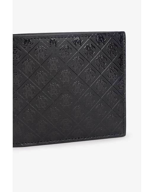 Roberto Cavalli Black Bi-Fold Wallet With Mirror Snake Monogram for men