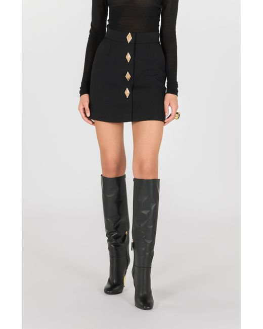 Roberto Cavalli Black Miniskirt With Jewel Buttons