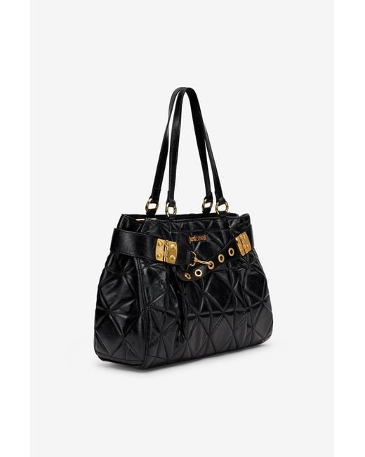 Roberto Cavalli Black Quilted Shoulder Bag