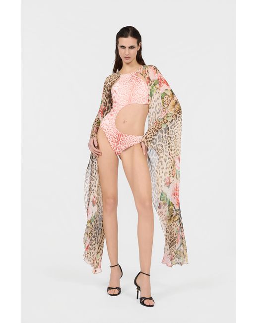 Roberto Cavalli Multicolor Jaguar Print One-Piece Swimsuit