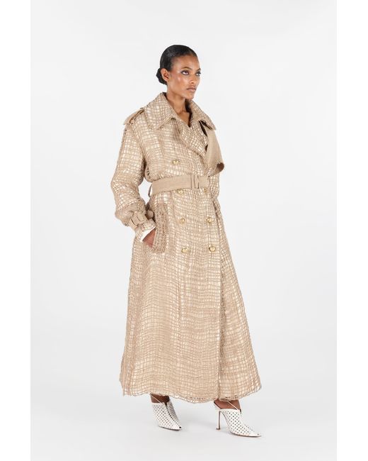 Trench Grid Con Cinturón Roberto Cavalli de color Natural