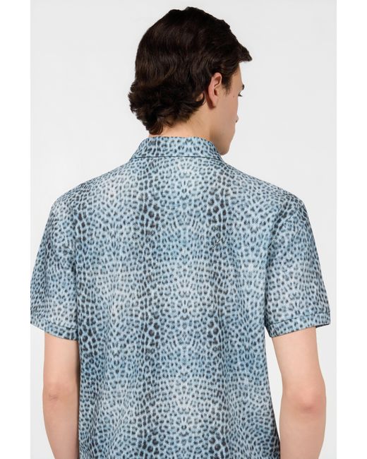 Roberto Cavalli Blue Baby Jaguar Print Polo for men