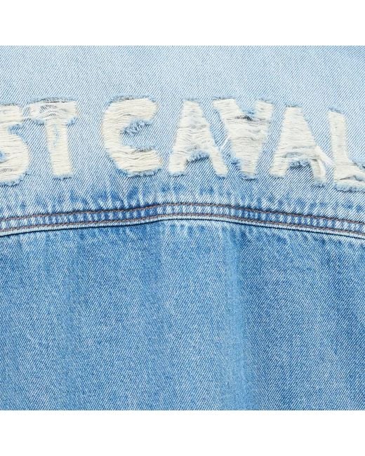 Roberto Cavalli Blue Denim Jacket With Lettering for men